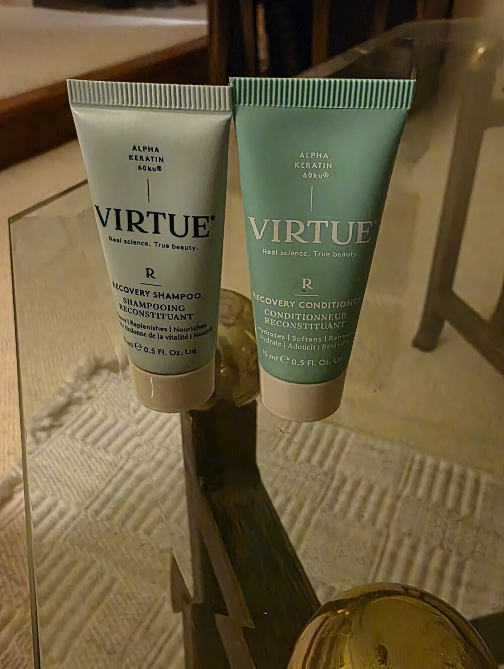 VIRTUE RECOVERY SHAMPOO & CONDITIONER TRAVEL SET 15ml Sealed